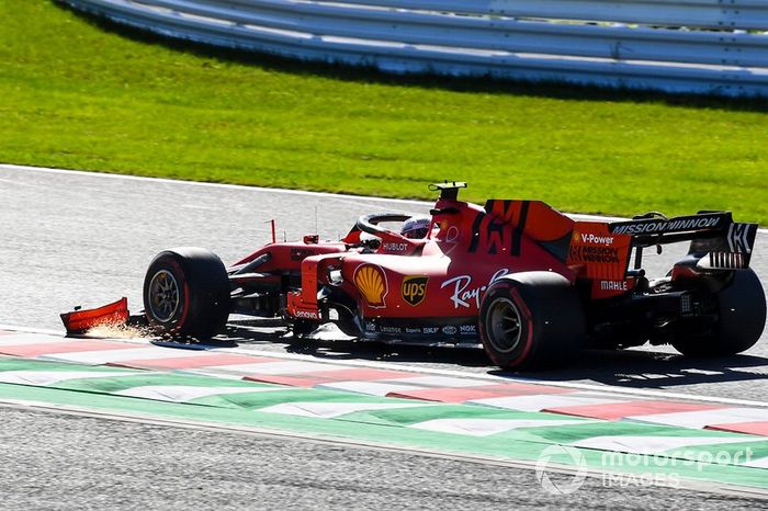 Charles Leclerc, Ferrari SF90 con daños en el alerón delantero