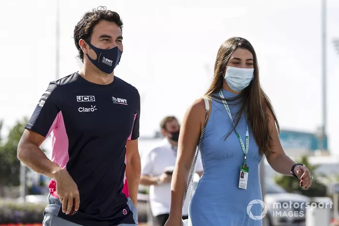 Sergio Pérez, Racing Point, con su mujer Carola Martínez