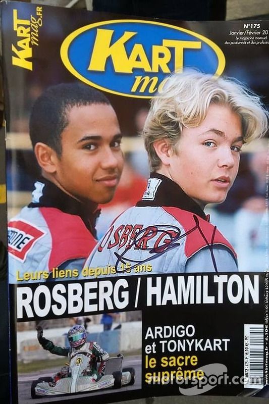 Portada de la revista Kartmag con Nico Rosberg y Lewis Hamilton foto de la página oficial de Nico Ro