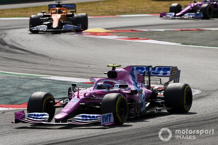 Lance Stroll, Racing Point RP20, Carlos Sainz Jr., McLaren MCL35, Sergio Pérez, Racing Point RP20
