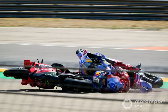 Francesco Bagnaia, Ducati Team, Alex Marquez, Gresini Racing crash