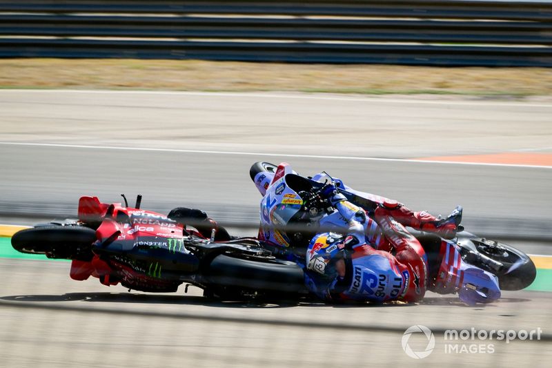 Francesco Bagnaia, Ducati Team, Alex Marquez, Gresini Racing crash.