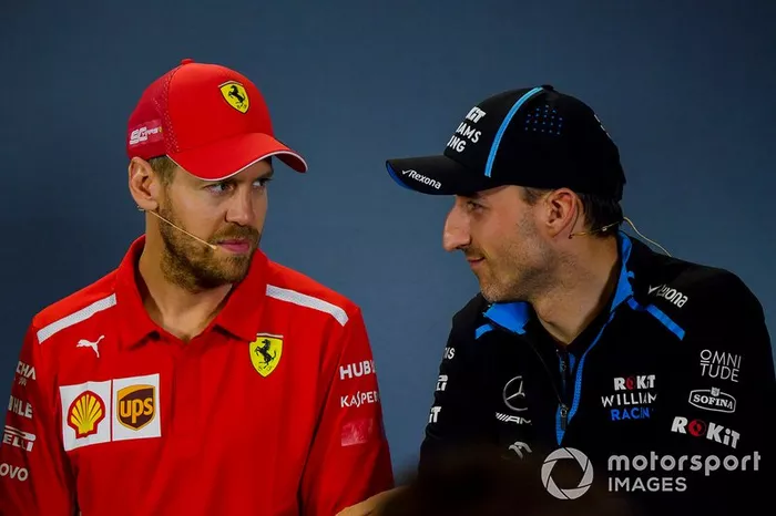 Sebastian Vettel, Ferrari e Robert Kubica, Williams Racing, durante la conferenza stampa