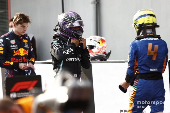 Max Verstappen, Red Bull Racing RB16B Lewis Hamilton, Mercedes W12, Lando Norris, McLaren MCL35M 
