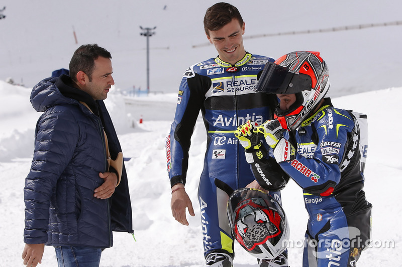 Emilio Zamora, pilote de stunt, avec Loris Baz et Hector Barbera, Avintia Racing