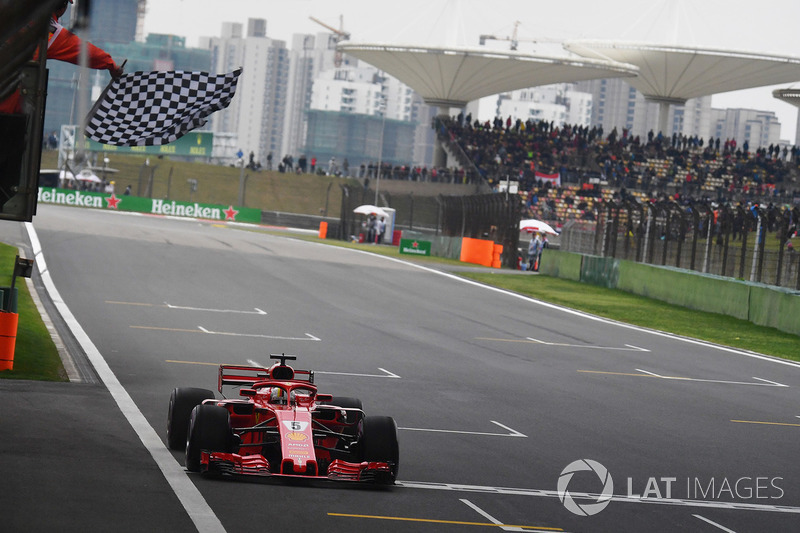 Le poleman Sebastian Vettel, Ferrari