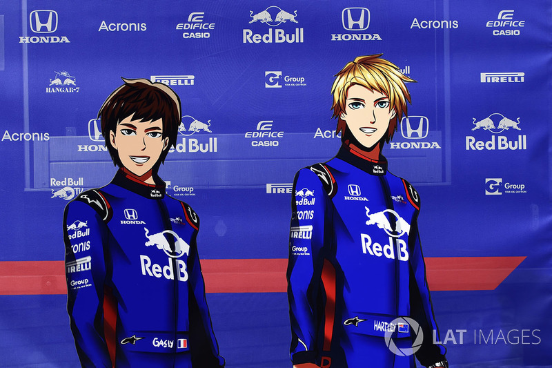 Pierre Gasly, Scuderia Toro Rosso and Brendon Hartley, Scuderia Toro Rosso cartoon cut outs