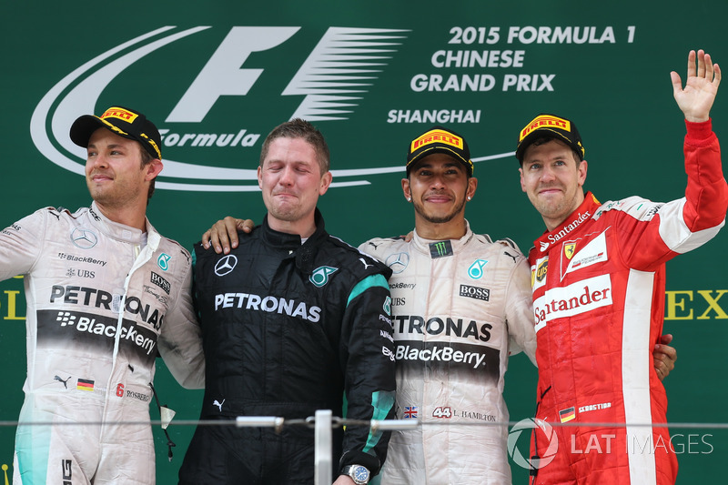 2015: 1. Lewis Hamilton, 2. Nico Rosberg, 3. Sebastian Vettel