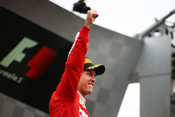Sebastian Vettel, Ferrari celebrates his third position on the podium