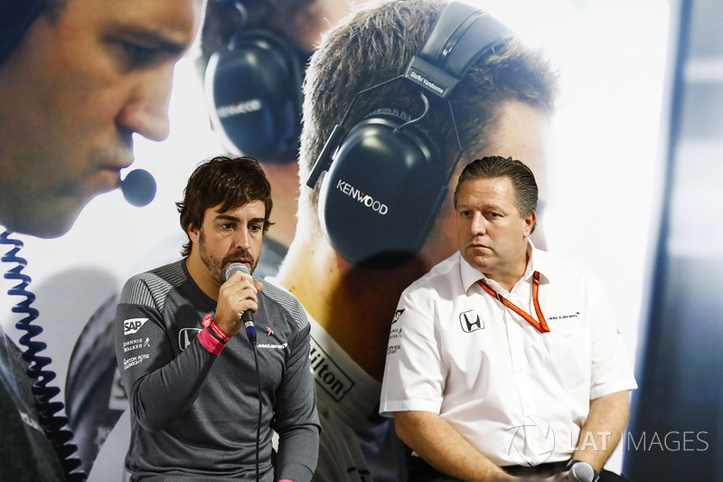 Fernando Alonso, McLaren, Zak Brown, Executive Director, McLaren Technology Group, host a press conference