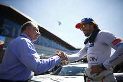 Jean Todt, President, FIA, and Fernando Alonso, McLaren, on the grid