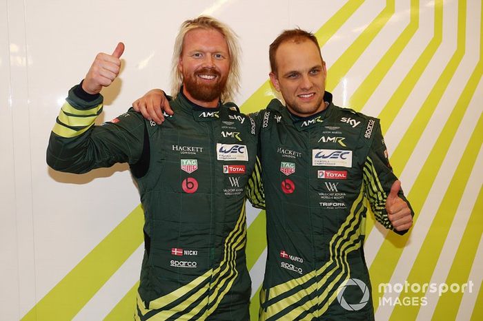 La pole de GTE Pro, #95 Aston Martin Racing Aston Martin Vantage AMR: Marco Sørensen, Nicki Thiim