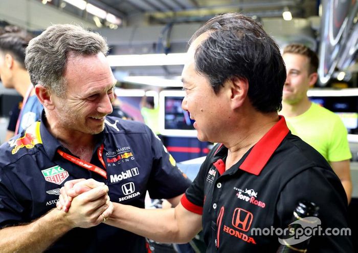 Christian Horner, Red Bull Racing Boss, Toyoharu Tanabe, Director Técnico de Honda F1