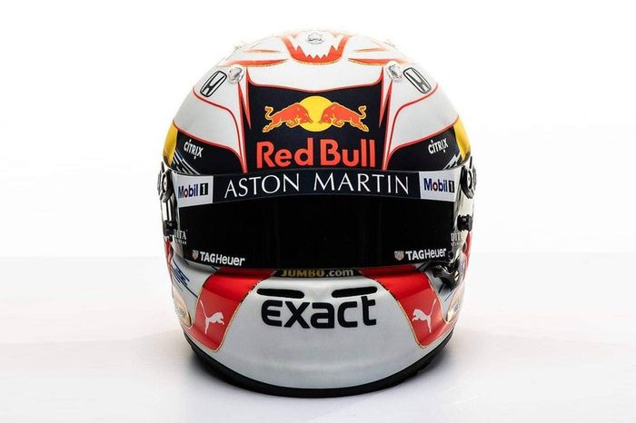 El casco de Max Verstappen, Red Bull Racing
