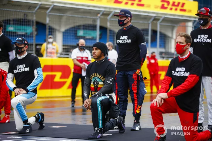 Lando Norris, McLaren, Lewis Hamilton, Mercedes-AMG F1, Max Verstappen, Red Bull Racing, Sebastian Vettel, Ferrari, y los demás pilotos