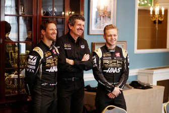 Romain Grosjean, Haas F1 Team, Guenther Steiner, teambaas, Haas F1 en Kevin Magnussen, Haas F1 Team