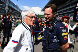 Bernie Ecclestone, Christian Horner, team principal Red Bull Racing