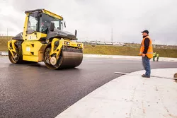 Repaving work on the Hungaroring