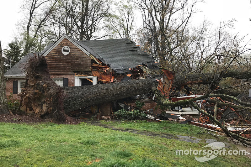 The Brady home in Atlanta, Georgia, after a tree fell on it while they were watching the Australian 