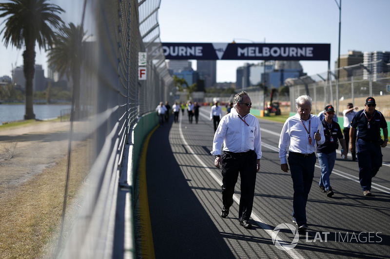 Charlie Whiting, FIA Delegate walks the track