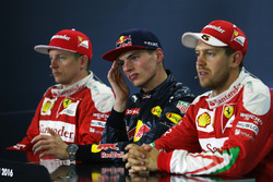 Conferenza stampa Fia post gara: Kimi Raikkonen Ferrari, secondo; Max Verstappen, Red Bull Racing, primo; Sebastian Vettel, Ferrari, terzo