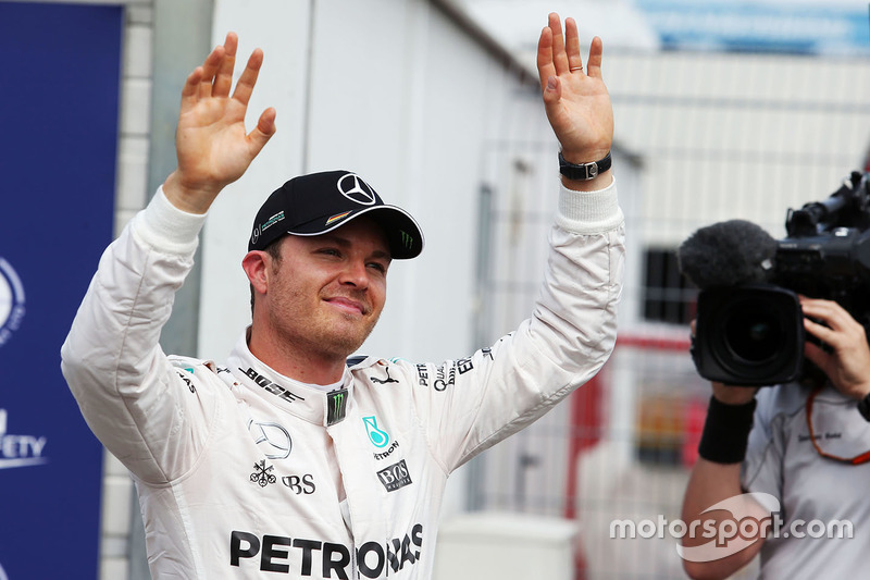 Nico Rosberg, Mercedes AMG F1 celebrates his pole position in parc ferme