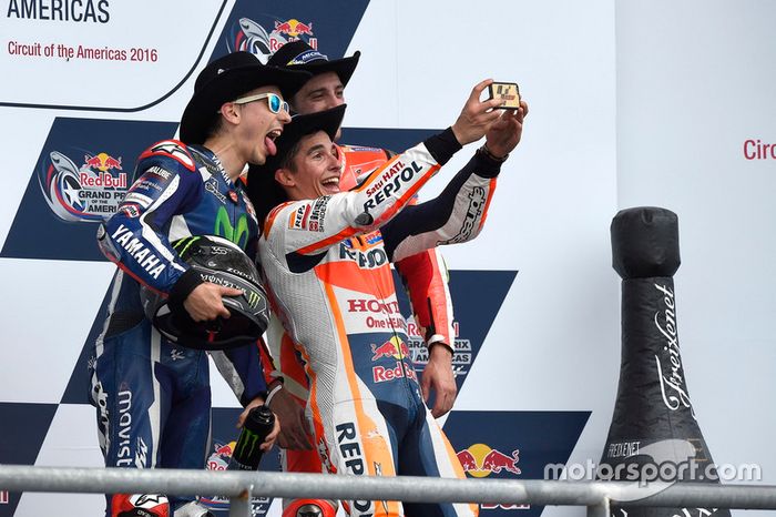 Podium: ganador, Marc Marquez, Repsol Honda Team, Honda; segundo, Jorge Lorenzo, Movistar Yamaha Mot