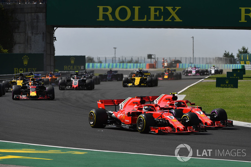 Sebastian Vettel, Ferrari SF71H dan Kimi Raikkonen, Ferrari SF71H
