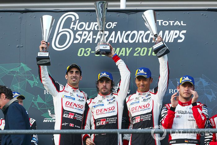 Ganadores, Fernando Alonso, Kazuki Nakajima, Sébastien Buemi, Toyota Gazoo Racing