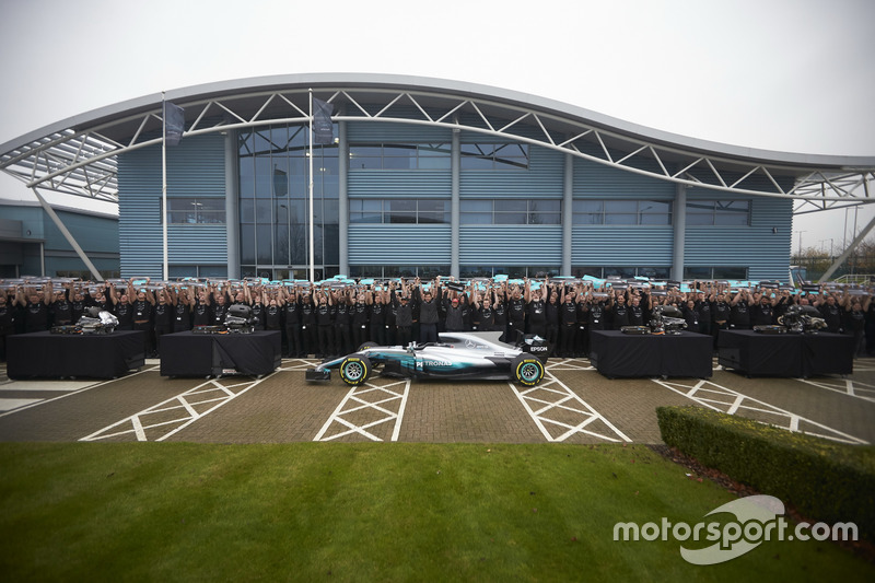 Niki Lauda, voorzitter Mercedes AMG F1, Lewis Hamilton, Mercedes AMG F1, Toto Wolff, directeur Merc