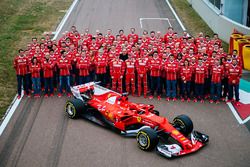 Kimi Raikkonen, Sebastian Vettel, Sergio Marchionne and the Scuderia Ferrari Team with the new Ferrari SF70H