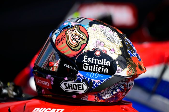 Detail of the helmet of Marc Marquez , Ducati Team