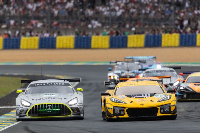 #33 TF Sport Corvette Z06 LMGT3R: Ben Keating, Jonny Edgar, Daniel Juncadella, #60 Iron Lynx Mercedes-AMG LMGT3: Andrew Gilbert, Lorcan Hanafin, Fran Rueda