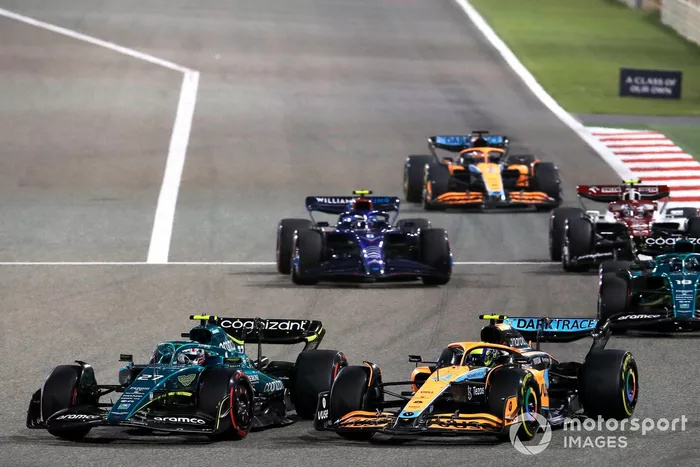 Nico Hulkenberg, Aston Martin AMR22, Lando Norris, McLaren MCL36, Lance Stroll, Aston Martin AMR22, Nicholas Latifi, Williams FW44, Guanyu Zhou, Alfa Romeo C42, Daniel Ricciardo, McLaren MCL36