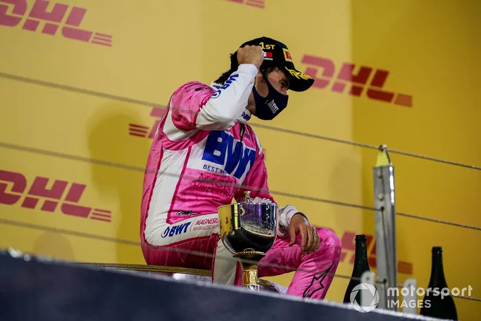 Podio: ganador de la carrera Sergio Pérez, Racing Point