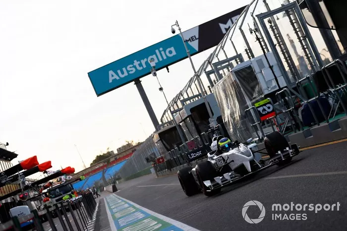 Zsolt Baumgartner leaves the pits in the F1 2-seater