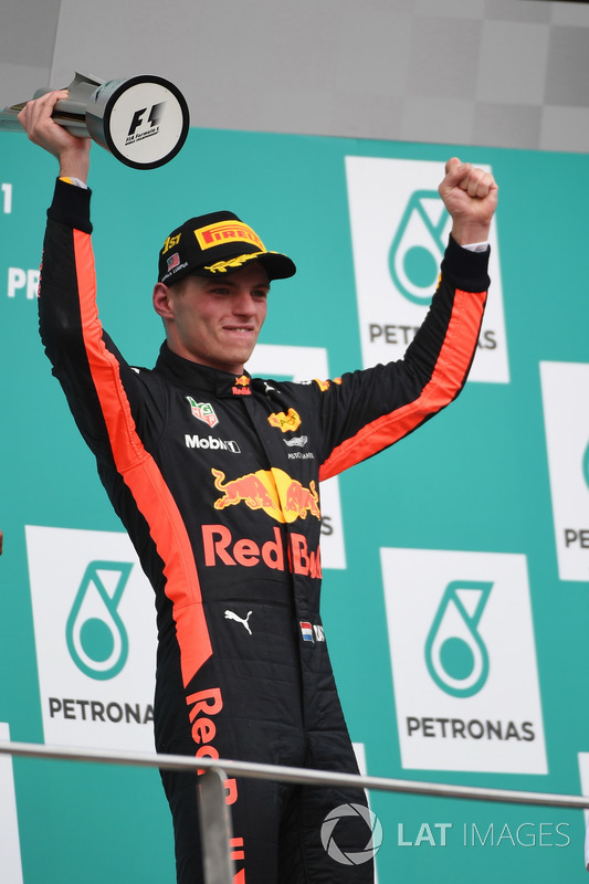 Race winner Max Verstappen, Red Bull Racing celebrates on the podium