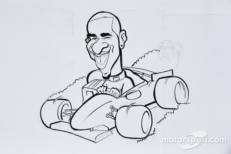 A caricature of Lewis Hamilton, Mercedes AMG F1