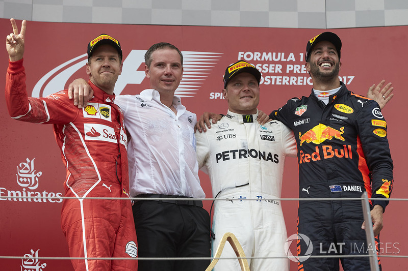 2017: 1. Valtteri Bottas, 2. Sebastian Vettel, 3.Daniel Ricciardo