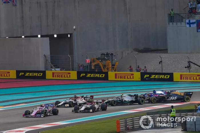 Sergio Perez, Racing Point RP19 Lance Stroll, Racing Point RP19,  Antonio Giovinazzi, Alfa Romeo Racing C38, Kimi Raikkonen, Alfa Romeo Racing C38, Valtteri Bottas, Mercedes AMG W10, Daniil Kvyat, Toro Rosso STR14 y Romain Grosjean, Haas F1 Team VF-19 