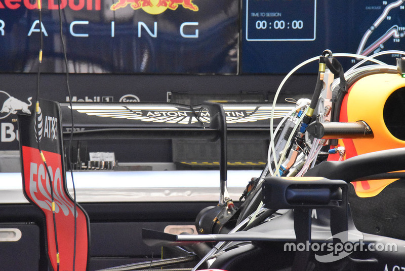 Detalle del alerón trasero del Red Bull Racing RB14