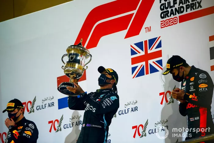 2020: 1. Lewis Hamilton, 2. Max Verstappen, 3. Alex Albon
