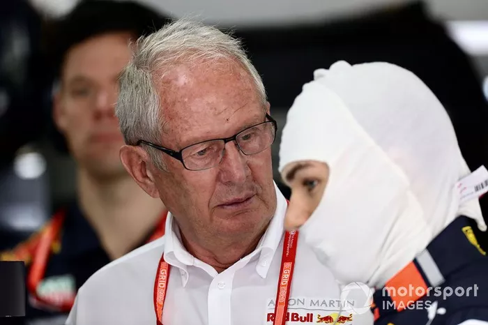 Helmut Marko, Red Bull Racing, con Pierre Gasly, Red Bull Racing