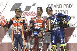 Podium: second place Marc Marquez, Repsol Honda Team, winner Andrea Dovizioso, Ducati Team, third place Valentino Rossi, Yamaha Factory Racing