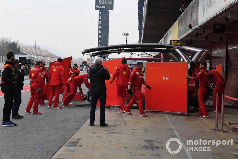 Sebastian Vettel, Ferrari SF90, returns to the pits