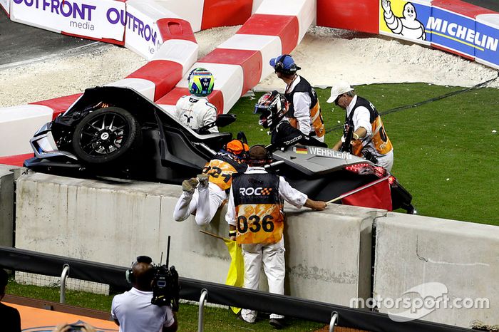 Crash, Pascal Wehrlein and Felipe Massa on the Polaris Slingshot SLR