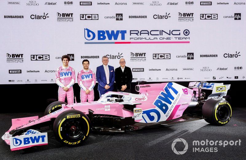 Sergio Pérez, Racing Point, Lance Stroll, Racing Point, Otmar Szafnauer, Director y CEO, Racing Point y Andreas Weissenbacher, CEO, BWT