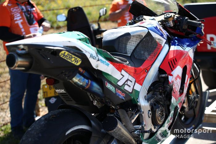 La moto accidentada de Alex Márquez, Team LCR Honda