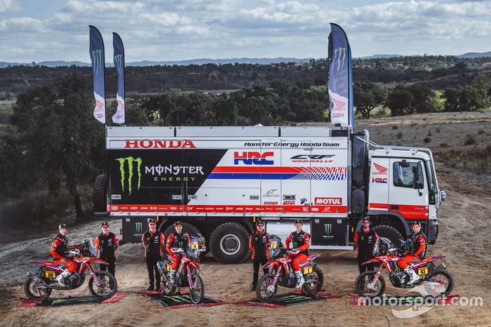 #1 Monster Energy Honda Team: Ricky Brabec, #4 Monster Energy Honda Team: Jose Ignacio Cornejo Florimo, #47 Monster Energy Honda Team: Kevin Benavides, #88 Monster Energy Honda Team: Bort Joan Barreda