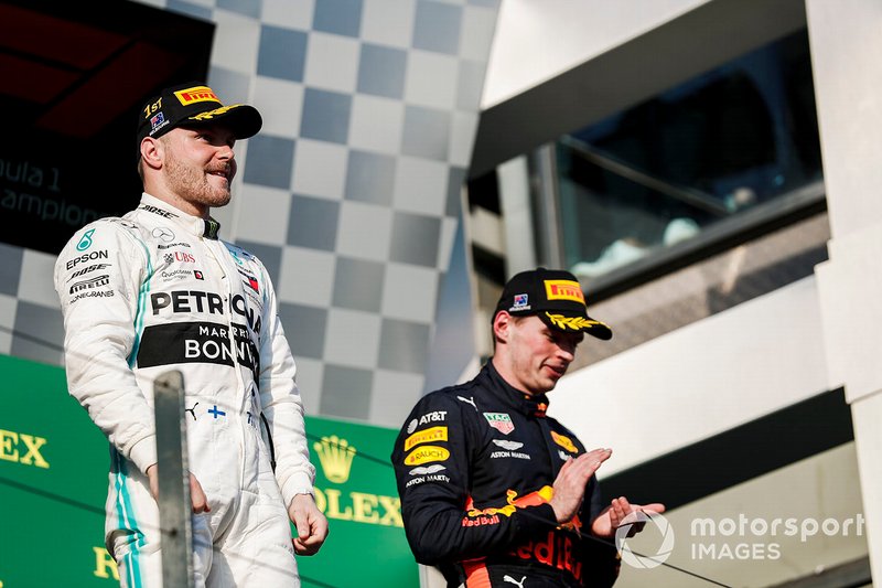 Podyum: 2. Lewis Hamilton, Mercedes AMG F1, yarış galibi Valtteri Bottas, Mercedes AMG F1, 3. Max Verstappen, Red Bull Racing